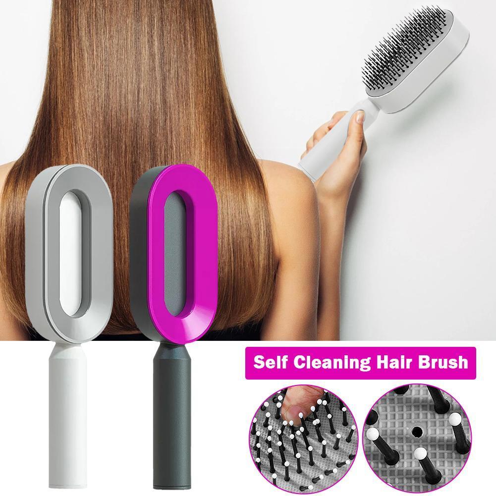 3D Hair Brush for Women: Self-Cleaning, Scalp Massage, Promotes Circulation, Reduces Hair Loss