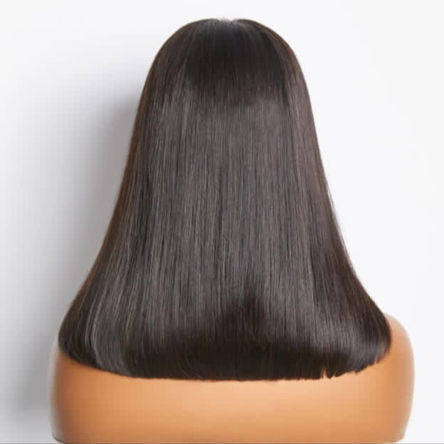 100% Human hair 1B, 12-inch Straight Bob.